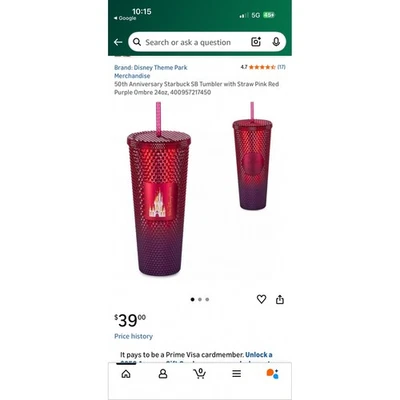 Nuevo Starbucks Disney World 50 Aniversario Vaso Tachonado Ombre Pajita Reutilizable Foto 1 de 4