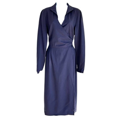 Elegante vestido envolvente Lafayette 148 New York elástico mezcla de lana púrpura profundo talla 8 Foto 1 de 4