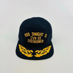 Vintage USS Dwight D Eisenhower Hat Cap Snapback Navy Laurel Leaf 80's USA - Picture 1 of 7