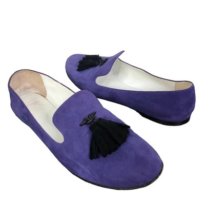 Mocasines planos Giuseppe Zanotti para mujer talla 37,5 gamuza borla negra sin cordones Foto 1 de 4