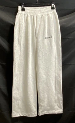 Aurora NWT White Cotton Wide Leg Pintuck Sweatpants Women's S - Image 1 of 4