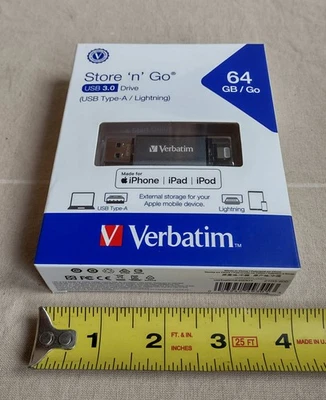 Verbatim Store 'n' Go 64 GB USB-A to Lightning Flash Drive 49301, NEW Sealed NIB - Image 1 of 4