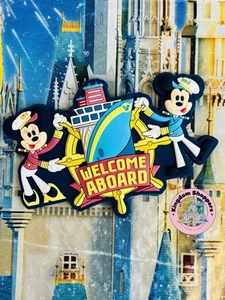 Disney Cruise Line Capitán Mickey y Minnie Mouse Bienvenido a Bordo Imán Nuevo - Imagen 1 de 2