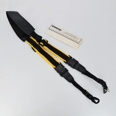 Camera Neck Shoulder Strap Padded Adjustable Black Yellow – Vintage Shure OEM - Image 1 of 4