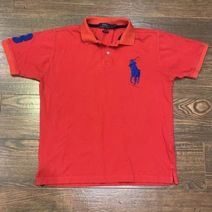 Ralph Lauren Polo Shirt Youth Boys Large (14-16) Red w/ Navy Big Pony Classic #3 - Picture 1 of 7