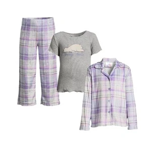 Girl's 6-6x Pajama Set 3 piece pants with short and long sleeve tops - Picture 1 of 1