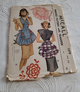 Vtg Half & Full Hostess McCalls Sew Pattern Cut McCall's VTG 1940s, transfer - Picture 1 of 1