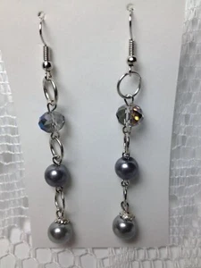 Handmade French Hook Earrings Jewelry Iridescent Neutral Earrings tblpr332 - Picture 1 of 5