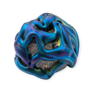Daniel Lotton 1985 Signed Iridescent Blue Lava Cypriot Glass Paperweight 2.5" - Picture 1 of 10