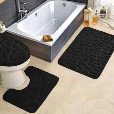 Набор из 3 ковриков Pebble Design для ванной комнаты контурный ковер с крышкой унитаза - Изображение 1 из 3