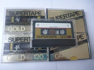 5 x REALISTIC SUPERTAPE GOLD BLANK audio CASSETTE TAPES (2 x C-90 and 3 x C-120) - Picture 1 of 4