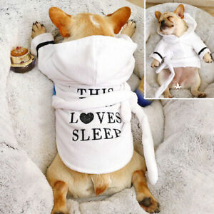 Cute Dog Pajamas Soft Fleece Hoodie Bathrobe Puppy Warm Clothes French Bulldog 