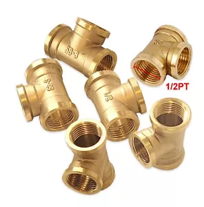 6 Stck. 1/2 BSPP Buchse Gewinde 3 Wege gleich T-Shirt Kupplung Messing Rohr Fitting Adapter - Bild 1 von 4
