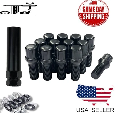 20Pc Black M14x1.5 Spline Tuner Lug Bolt 28mm Shank Fit Volvo NSX QX30 & More - Image 1 of 4