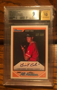 2007 Topps Aflac Gerrit Cole BGS 9 Auto 207/225 - Picture 1 of 2