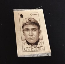 1911 S74 Silk Tobacco Card with paper back, William Foxen, Chicago Cubs, Ex-Mt