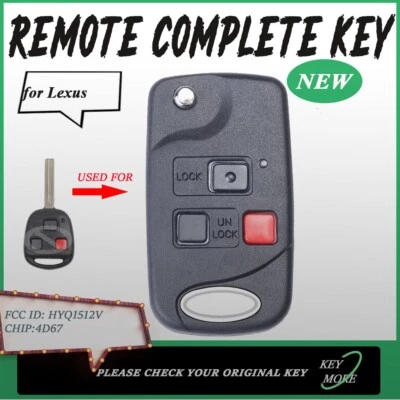 Llave remota sin llave Flip 4D67 para 2003 2004 2005 2006 2007 2008 2009 Lexus GX470 Foto 1 de 4