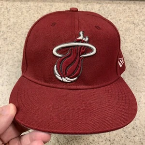Miami Heat Hat Cap Fitted Size 7 1/4 New Era 59Fifty Hardwood Classics Red Fan - Picture 1 of 10