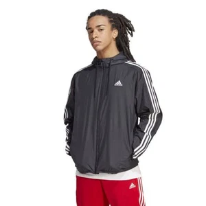 adidas Essentials 3 Stripes Woven Windbreaker Jacket for Men, Size L - Black - Picture 1 of 1