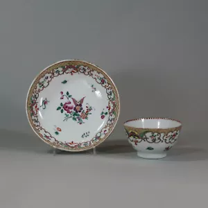 Antique Chinese famille rose teabowl and saucer, Qianlong (1736-95) - Picture 1 of 2