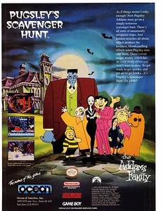 1993 Addams Family Pugsley's Scavenger Hunt PAGINA INTERA PUBBLICITÀ A COLORI - Foto 1 di 1