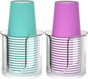 2 Pack Bathroom Cup Dispenser 3 Oz Holder for Dixie Paper Cups Clear Countertop - Picture 1 of 12