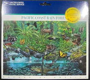 U.S. 2000 33c Pacific Coast Rain Forest Stamp Sheet Of 10 Stamps Scott #3378 MNH - Picture 1 of 4