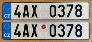 2 Nummernschild CZ TSCHECHIEN Kennzeichen PRAGUE PRAHA PRAG 4 AX 0378 PAAR - Bild 1 von 1