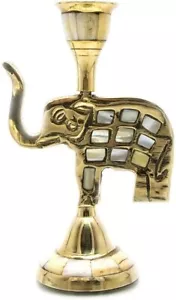Brass Candle Stand Hand Crafted Nakkashi Work Home Table Decoration 7 Inch - Picture 1 of 9