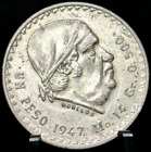1947 - Mexico - Silver 1 Un Peso Coin