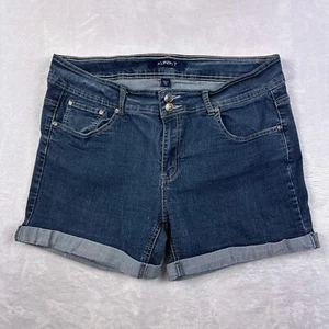 Karen T Shorts Womens 20 Blue Cotton Blend Embroidered Rhinestones Stretch - Picture 1 of 14