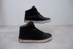Jimmy Choo Mens High Top Sneakers Size Uk 7.5 Eu 41.5 Black Trainers Well Worn - Picture 1 of 12