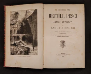 VITA E COSTUMI DEGLI ANIMALI RETTILI PESCI ANIMALI ARTICOLARI DI LUIGI FIGUIER - Foto 1 di 2