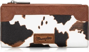 Wrangler Cow Print Bi-Fold Wallet - Brown - Picture 1 of 4