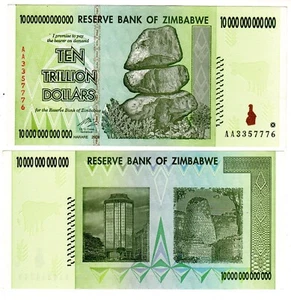 ZIMBABWE Billet  10 TRILLION Dollars 10 MILLIADRS 13 ZERO 2008 P88 AA  NEUF UNC - Picture 1 of 1