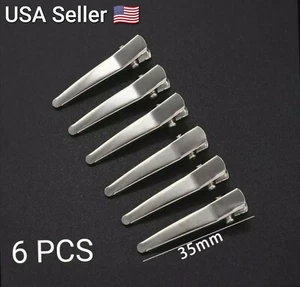 6pcs 35mm Clips Single Prong Alligator Hairpin With Teeth Blank Hairclip Hair - Picture 1 of 4
