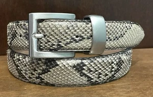 JeDON Genuine Python Belt Sz M 1-1/8”Wide Stitched SilverTone H’ware VGUC - Picture 1 of 7