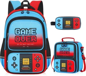 Gamer Backpack for Boys, Boys Backpack with Lunch Box Pencil Bag, 17" Video - Picture 1 of 6