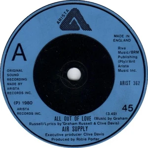 Air Supply - All Out Of Love (7", Single) (Very Good (VG)) - 2247186793 - Picture 1 of 2
