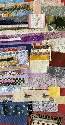 Fabric Scraps Lot Cotton & Blends?  1”-3” W Quilting Crafts Vintage/Current - Image 1 of 4