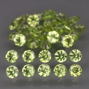 Redondo 3,5 mm. Color Deslumbrante Natural Manzana Verde Peridoto Pakistán 40 Piezas/7,43Ct. - Imagen 1 de 6