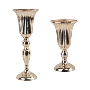 2 Piece Iron Flower Vase Stem Bunch Gold Bouquet Floral Arrangement Decor - Picture 1 of 7