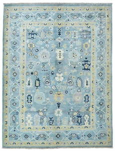 Blau Kazak Oushak Handgeknüpfter Teppich 4X5 Fuß Floral Modern Orientteppich Pakistan - Bild 1 von 12