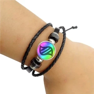 Poke-M Mega Evolution Stein Druckknopfmuster Leder verstellbar Armreif Bettelarmband - Bild 1 von 6