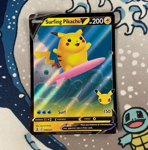 Surfing Pikachu V 008/025 Holo Celebrations 25th Anniversary Pokemon Card NM/LP - Picture 1 of 3