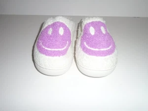 Weiße & lila Smiley Gesicht Hausschuhe Gr. 36-37 (6) Neu - Bild 1 von 5