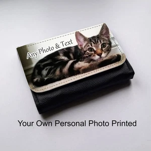 Pet Photo Personalised Ladies Womens Purse, Card Holder Faux Leather Wallet - Picture 1 of 4