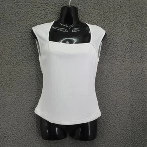 Petal and Pup Clara Top Womens Size 10 White Sleeveless Ribbed Square Neck Tank - Picture 1 of 13