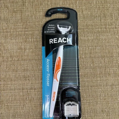 Reach Access Flosser Naranja Desechable 8 Cabezales de Hilo a Presión NUEVO De Colección 2009 Foto 1 de 4