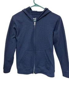 Hanes Girls or Boys Fleece Hoodie, Navy, Size L-zipper-Long Sleeve - Picture 1 of 4